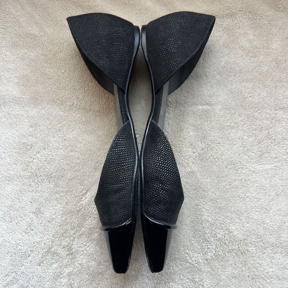 Stuart Weitzman Black Patent Leather Pointed Cap Toe D'Orsay Flat Shoes Women 6 - Picture 6 of 16